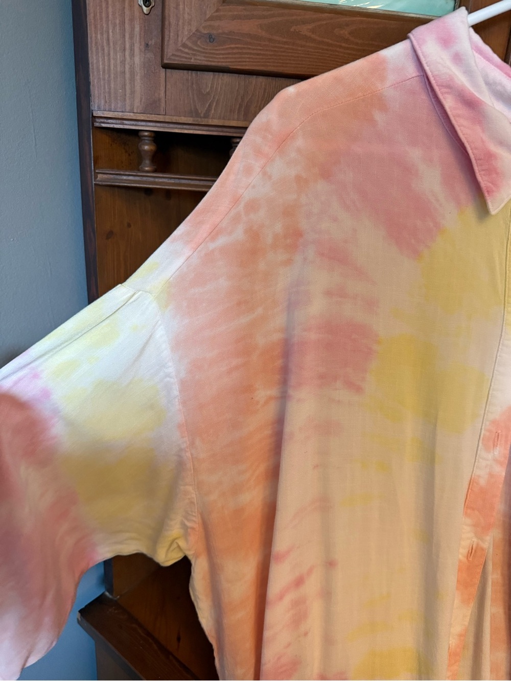 Electric & Rose  Prism hand tie-dyed Seaside Coverup Beach oversized Shirt XS/S - Picture 9 of 10